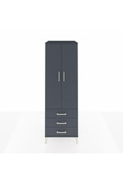 Kronos Dolap Tek Raflı 3 Çekmeceli Tek Askılı 60x59x182 Antrasit-Antrasit
