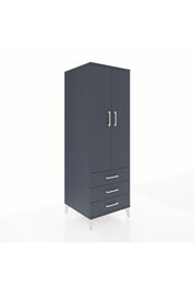 Kronos Dolap Tek Raflı 3 Çekmeceli Tek Askılı 60x59x182 Antrasit-Antrasit