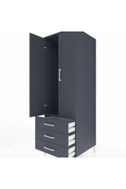 Kronos Dolap Tek Raflı 3 Çekmeceli Tek Askılı 60x59x182 Antrasit-Antrasit