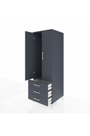 Kronos Dolap Tek Raflı 3 Çekmeceli Tek Askılı 60x59x182 Antrasit-Antrasit
