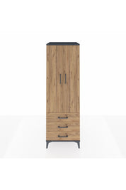 Kronos Dolap Tek Raflı 3 Çekmeceli Tek Askılı 60x59x182 Antrasit-Çam