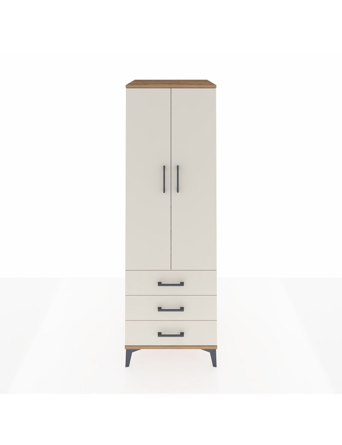 Kronos Dolap Tek Raflı 3 Çekmeceli Tek Askılı 60x59x182 Çam-Aytaşı