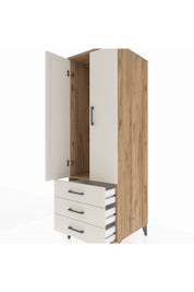 Kronos Dolap Tek Raflı 3 Çekmeceli Tek Askılı 60x59x182 Çam-Aytaşı