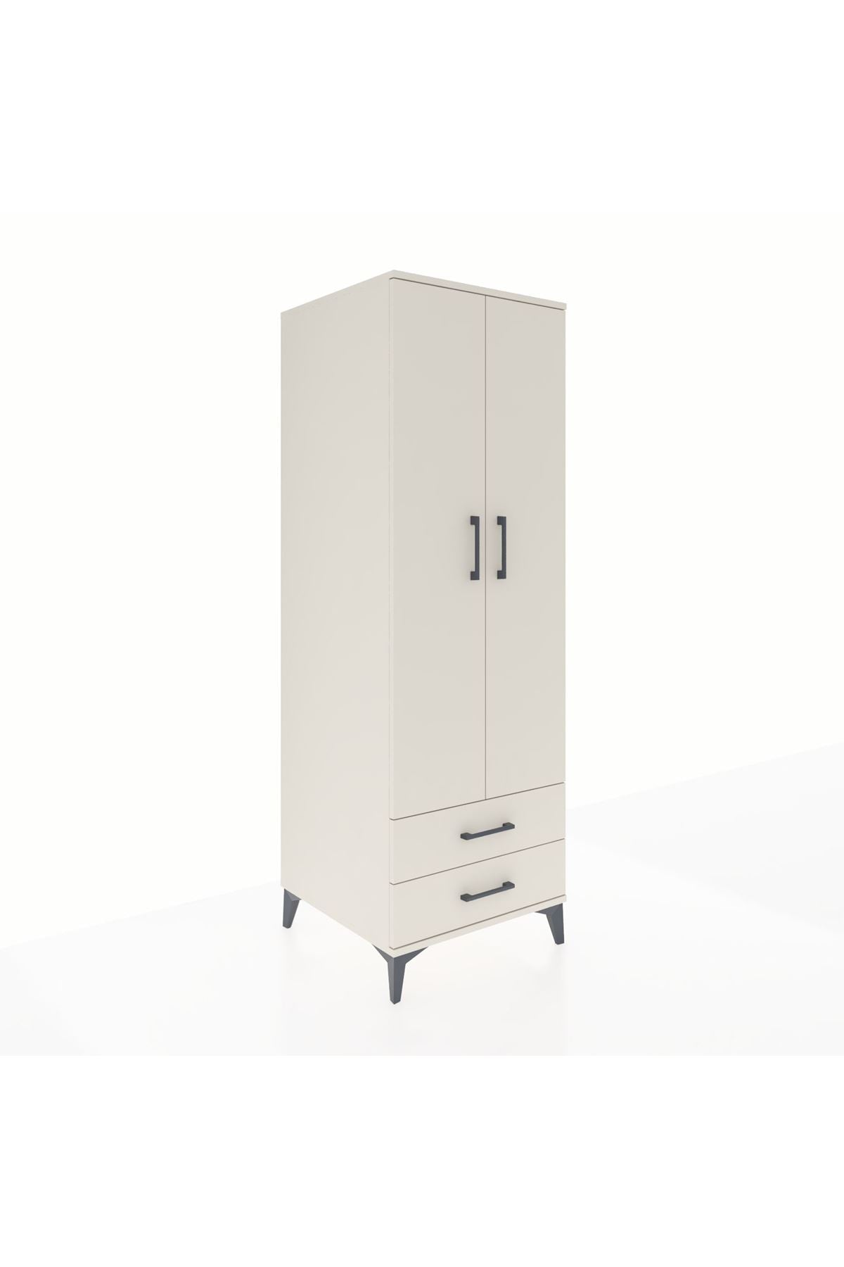 Kronos Dolap Tek Raflı 2 Çekmeceli Tek Askılı 60x59x182 Aytaşı-Aytaşı