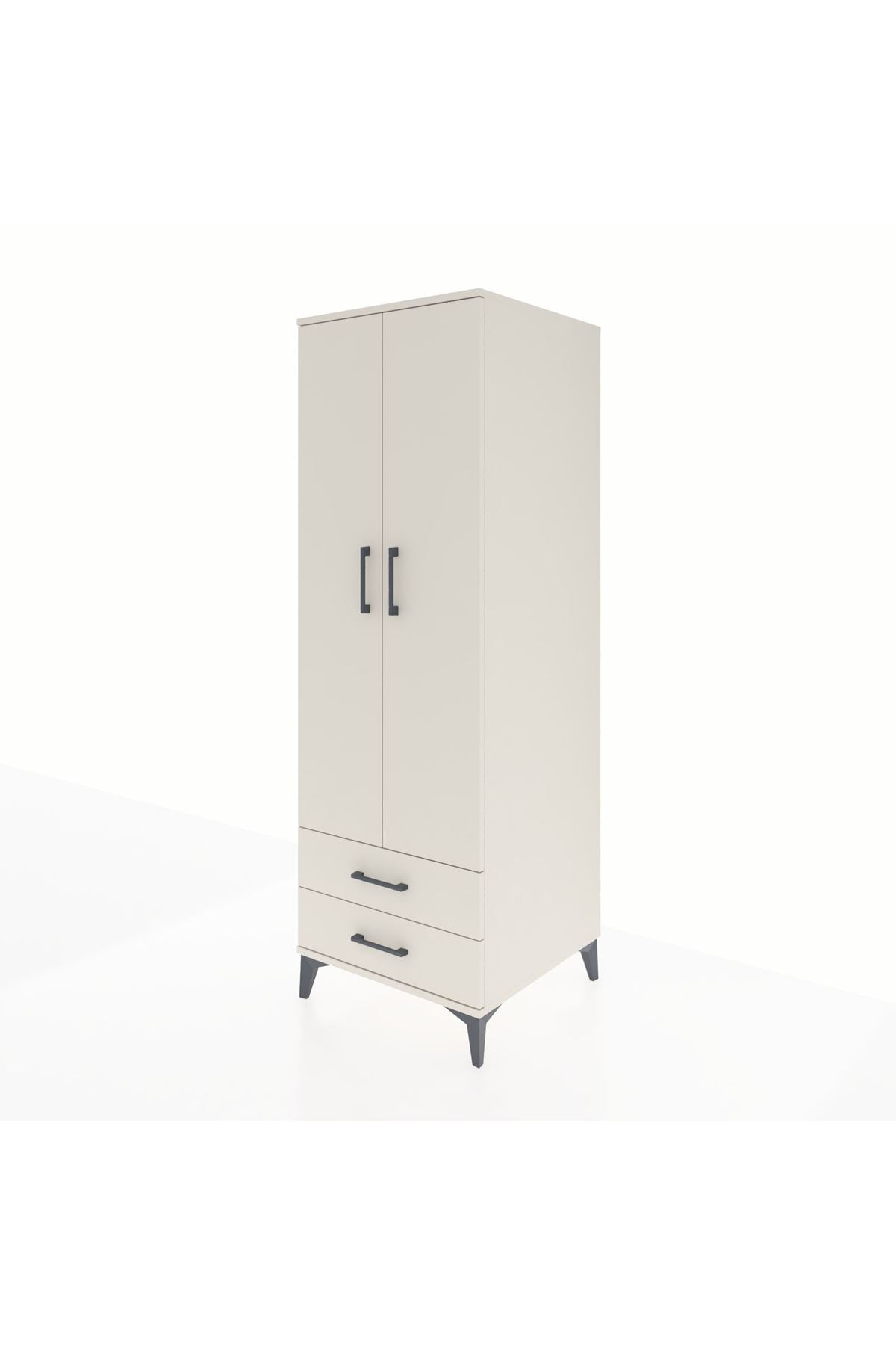 Kronos Dolap Tek Raflı 2 Çekmeceli Tek Askılı 60x59x182 Aytaşı-Aytaşı