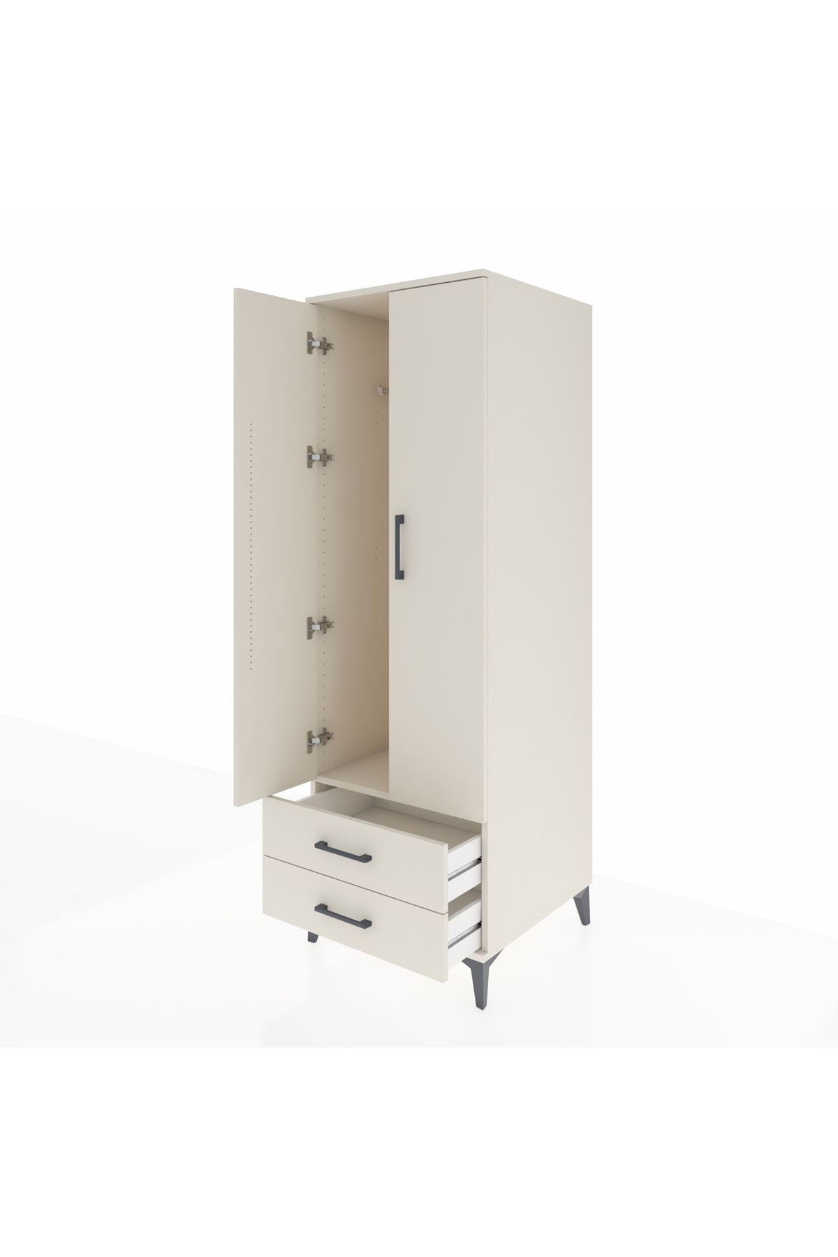 Kronos Dolap Tek Raflı 2 Çekmeceli Tek Askılı 60x59x182 Aytaşı-Aytaşı