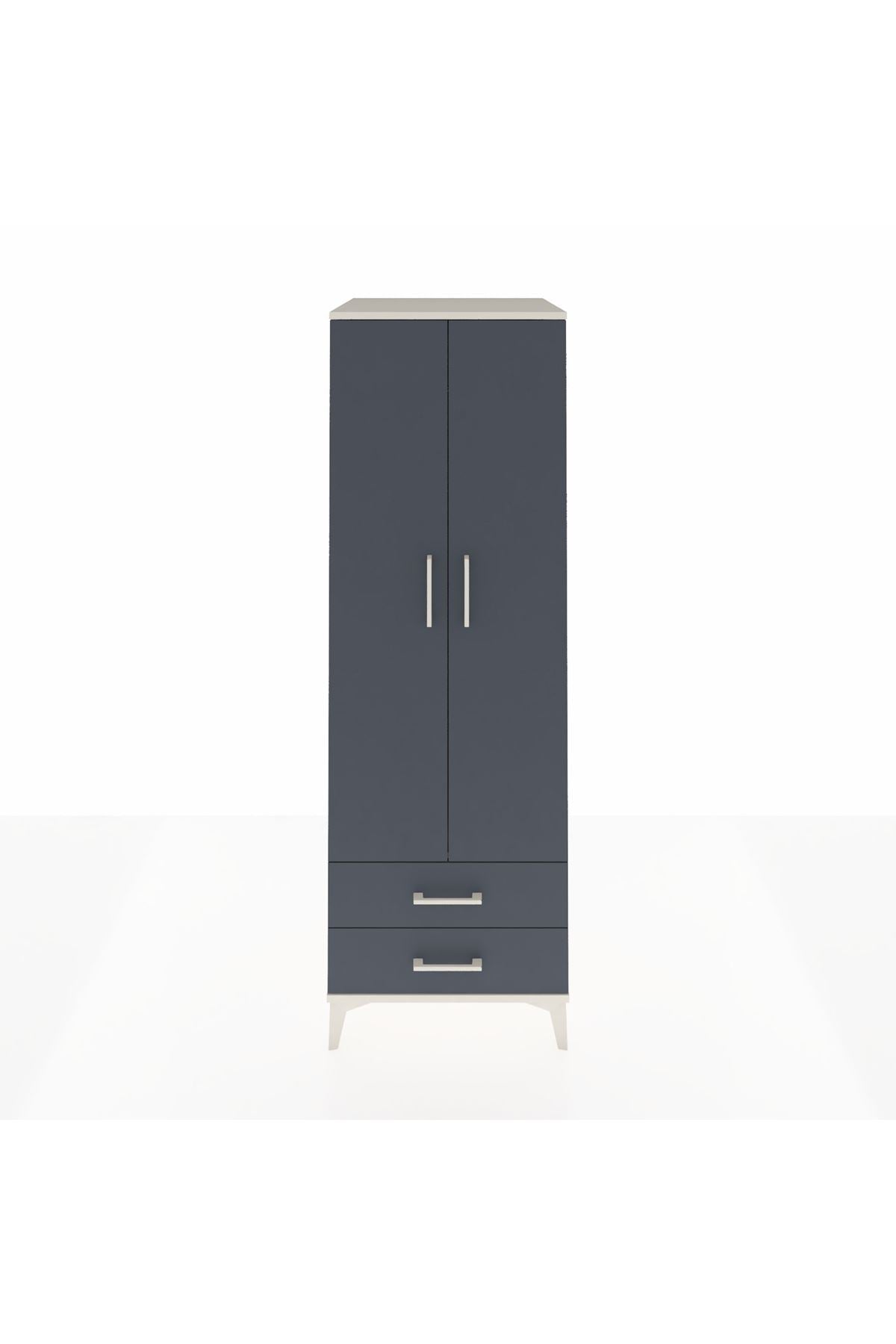 Kronos Dolap Tek Raflı 2 Çekmeceli Tek Askılı 60x59x182 Aytaşı-Antrasit