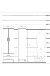 Kronos Dolap Tek Raflı 2 Çekmeceli Tek Askılı 60x59x182 Aytaşı-Aytaşı