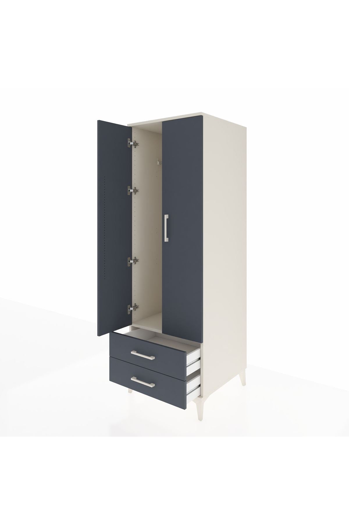 Kronos Dolap Tek Raflı 2 Çekmeceli Tek Askılı 60x59x182 Aytaşı-Antrasit