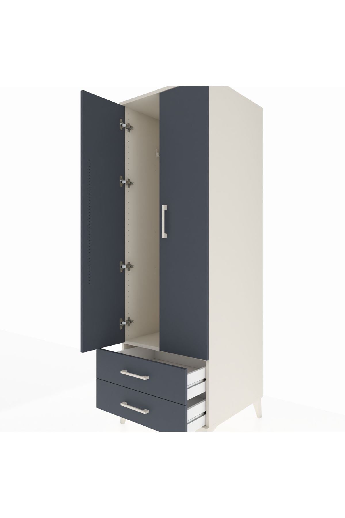 Kronos Dolap Tek Raflı 2 Çekmeceli Tek Askılı 60x59x182 Aytaşı-Antrasit