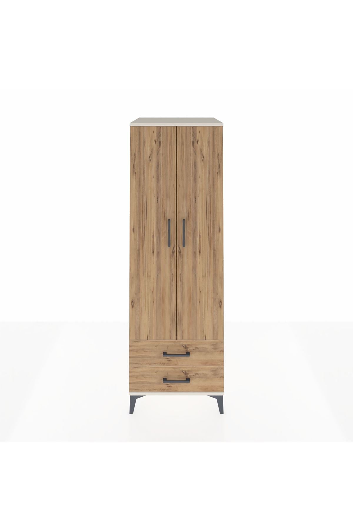 Kronos Dolap Tek Raflı 2 Çekmeceli Tek Askılı 60x59x182 Aytaşı-Çam