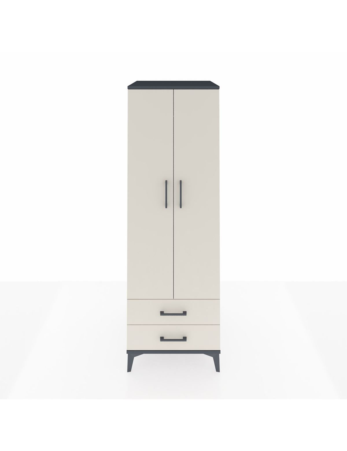 Kronos Dolap Tek Raflı 2 Çekmeceli Tek Askılı 60x59x182 Antrasit-Aytaşı