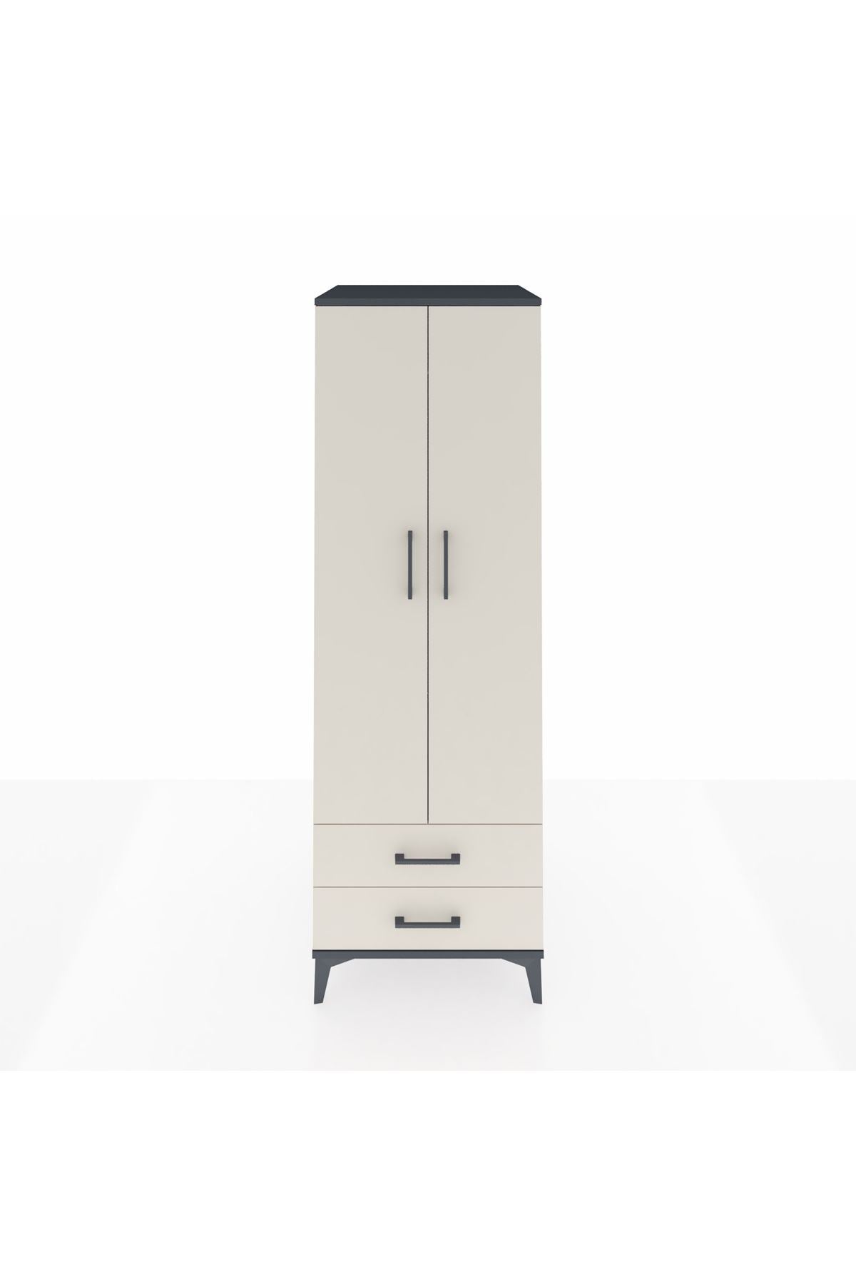 Kronos Dolap Tek Raflı 2 Çekmeceli Tek Askılı 60x59x182 Antrasit-Aytaşı