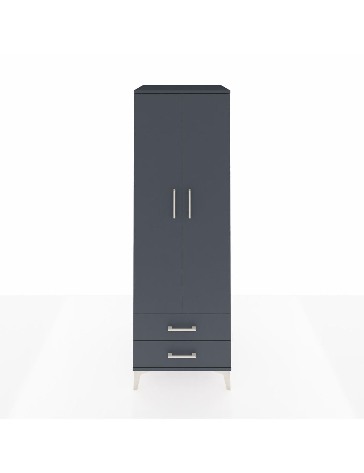 Kronos Dolap Tek Raflı 2 Çekmeceli Tek Askılı 60x59x182 Antrasit-Antrasit