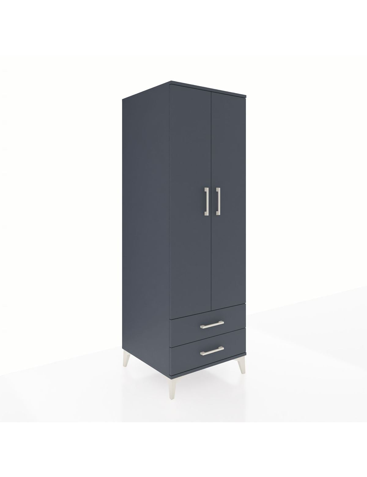 Kronos Dolap Tek Raflı 2 Çekmeceli Tek Askılı 60x59x182 Antrasit-Antrasit