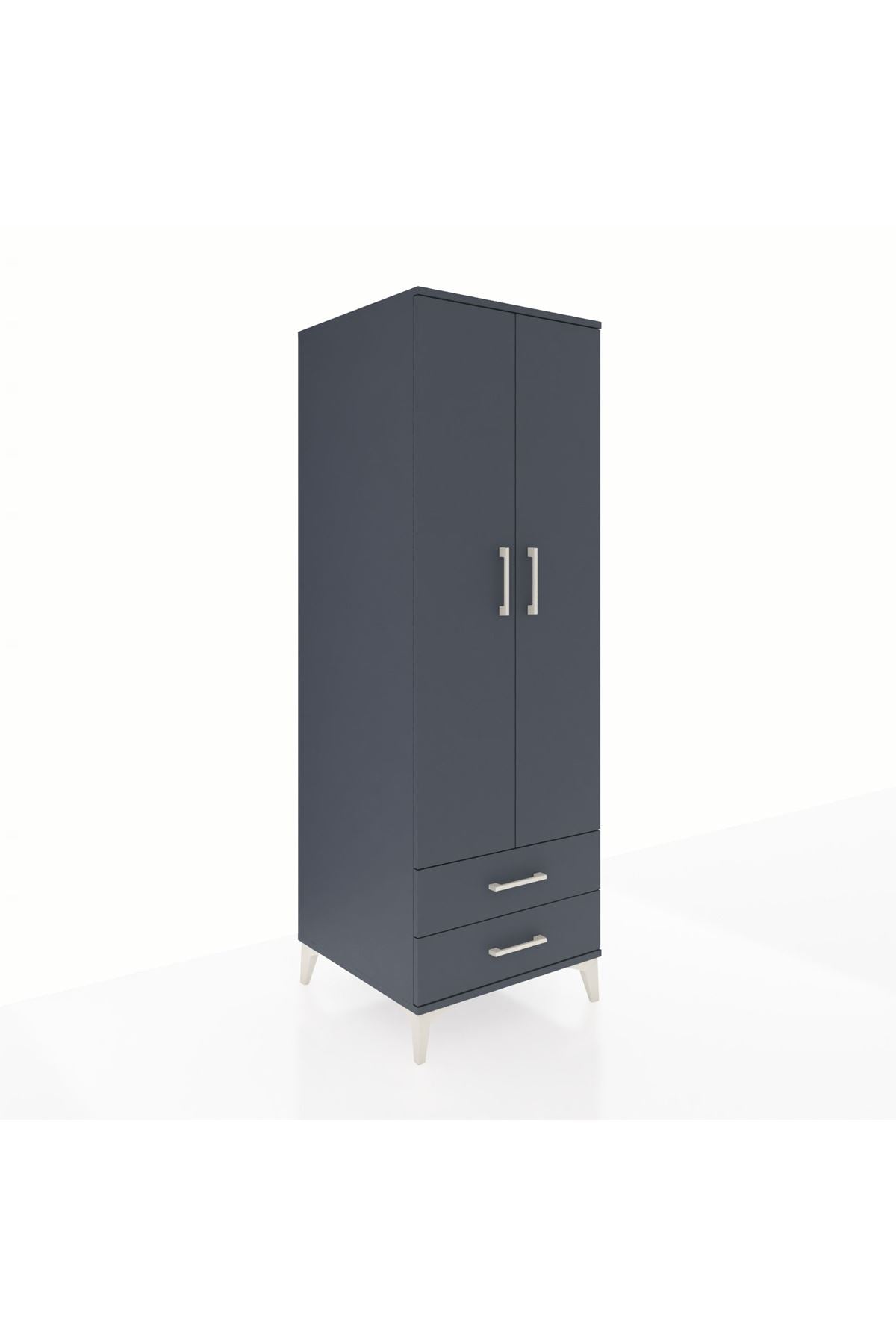 Kronos Dolap Tek Raflı 2 Çekmeceli Tek Askılı 60x59x182 Antrasit-Antrasit