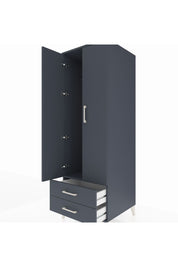 Kronos Dolap Tek Raflı 2 Çekmeceli Tek Askılı 60x59x182 Antrasit-Antrasit