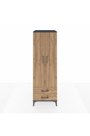 Kronos Dolap Tek Raflı 2 Çekmeceli Tek Askılı 60x59x182 Antrasit-Çam