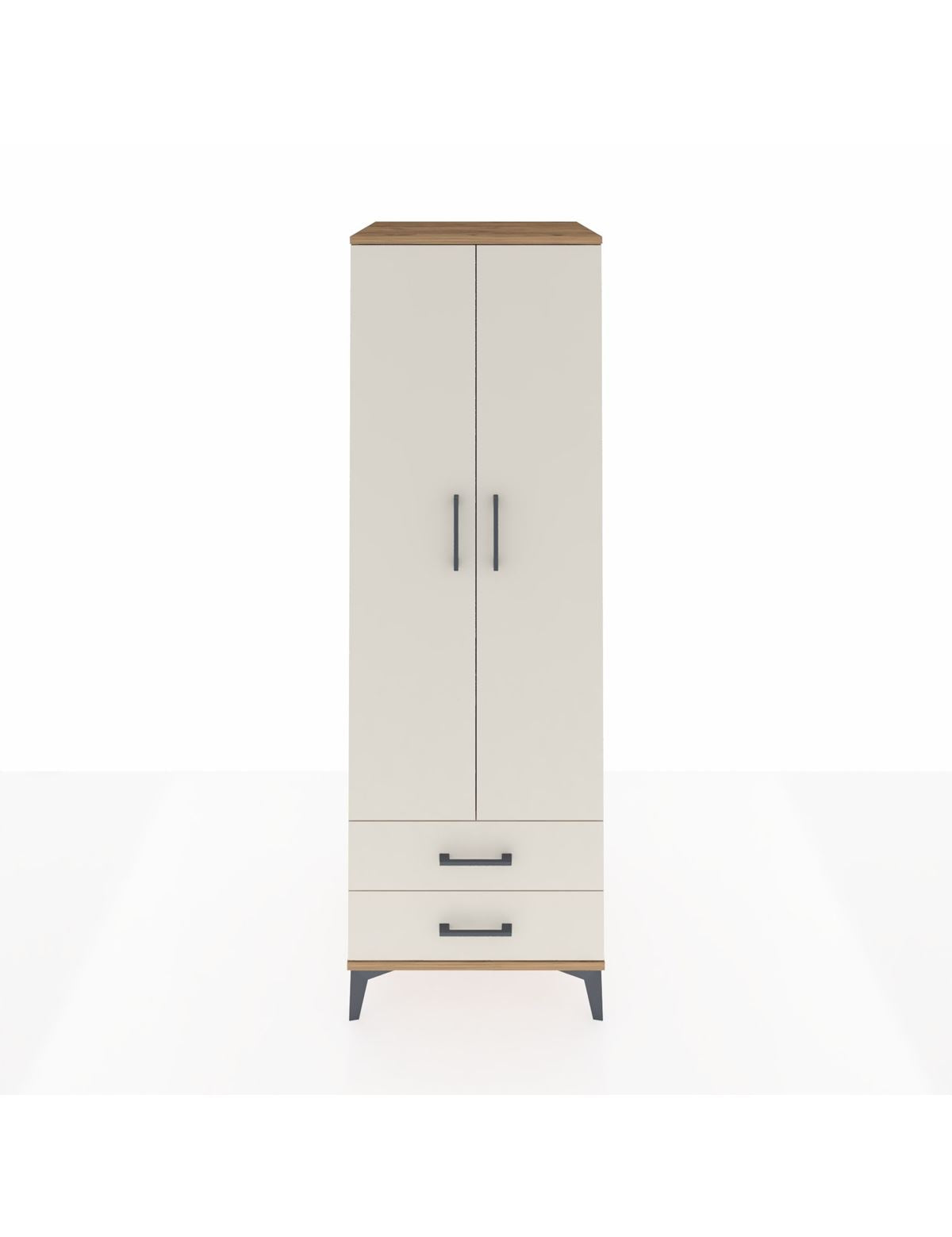 Kronos Dolap Tek Raflı 2 Çekmeceli Tek Askılı 60x59x182 Çam-Aytaşı