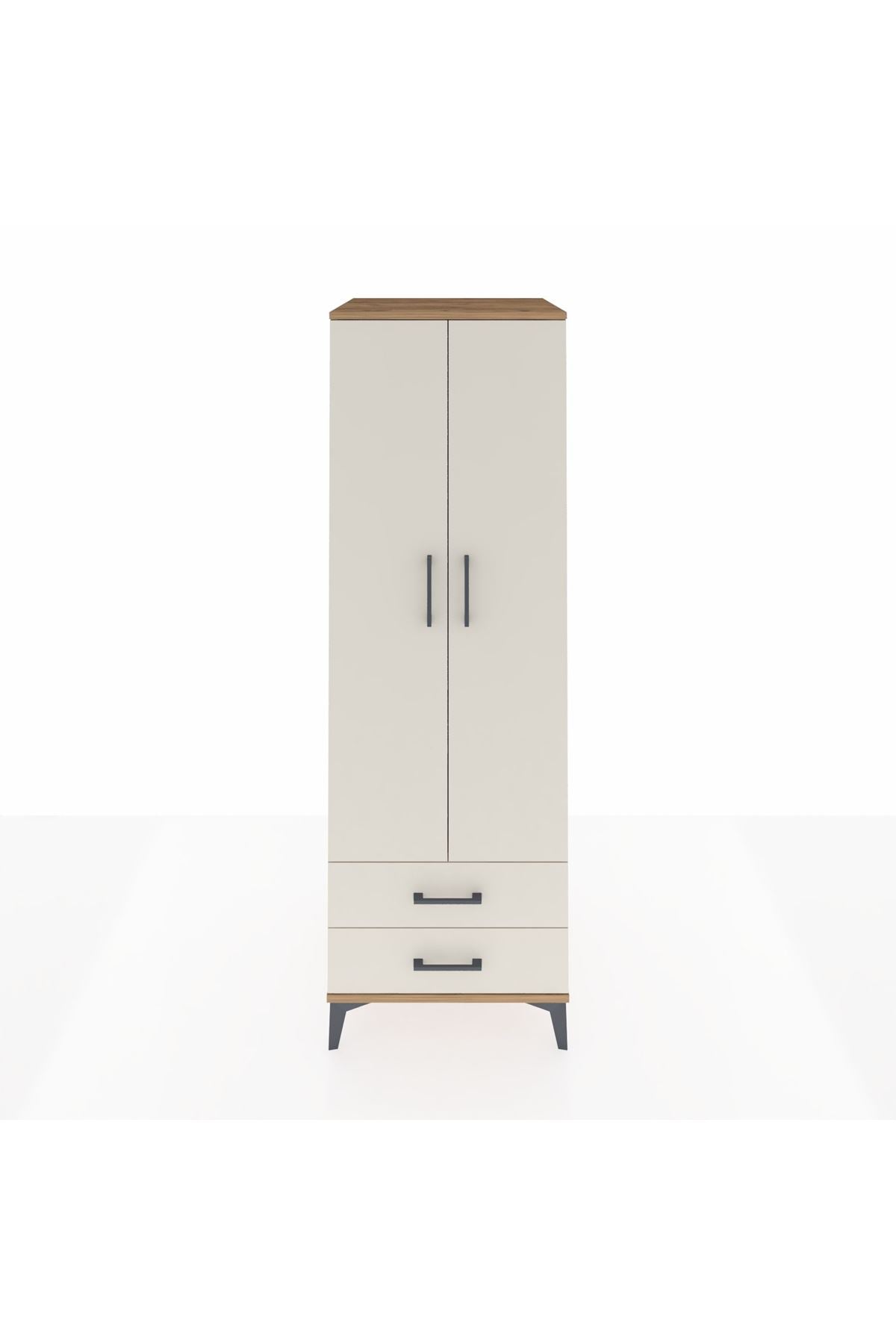 Kronos Dolap Tek Raflı 2 Çekmeceli Tek Askılı 60x59x182 Çam-Aytaşı