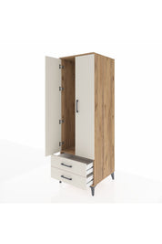 Kronos Dolap Tek Raflı 2 Çekmeceli Tek Askılı 60x59x182 Çam-Aytaşı