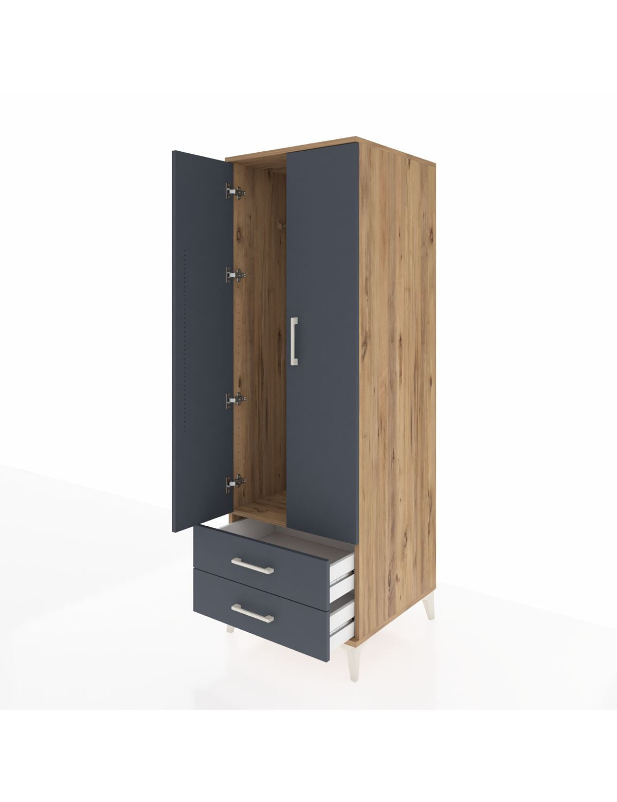 Kronos Dolap Tek Raflı 2 Çekmeceli Tek Askılı 60x59x182 - S89M029V8C