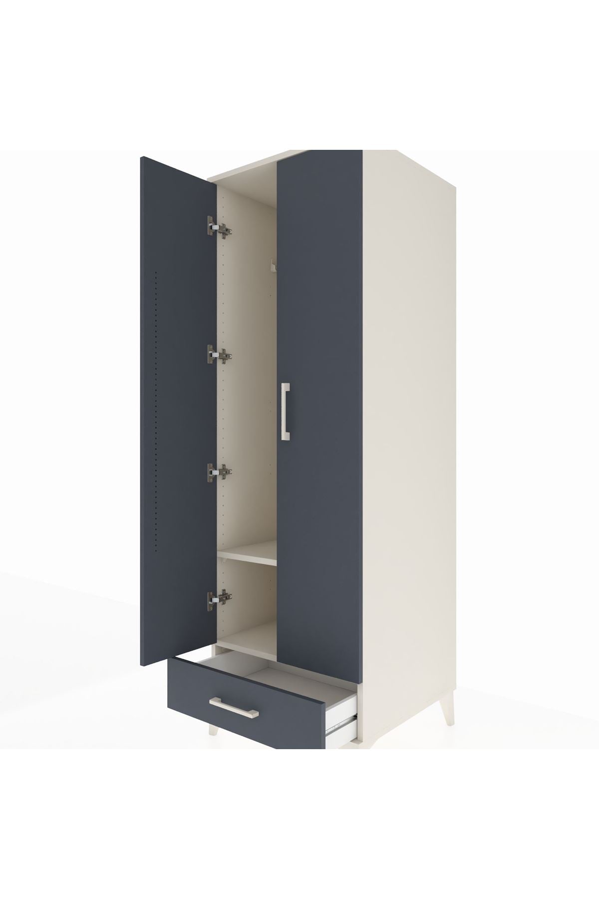 Kronos Dolap 2 Raflı Tek Çekmeceli Tek Askılı 60x59x182 - S89M030V2C