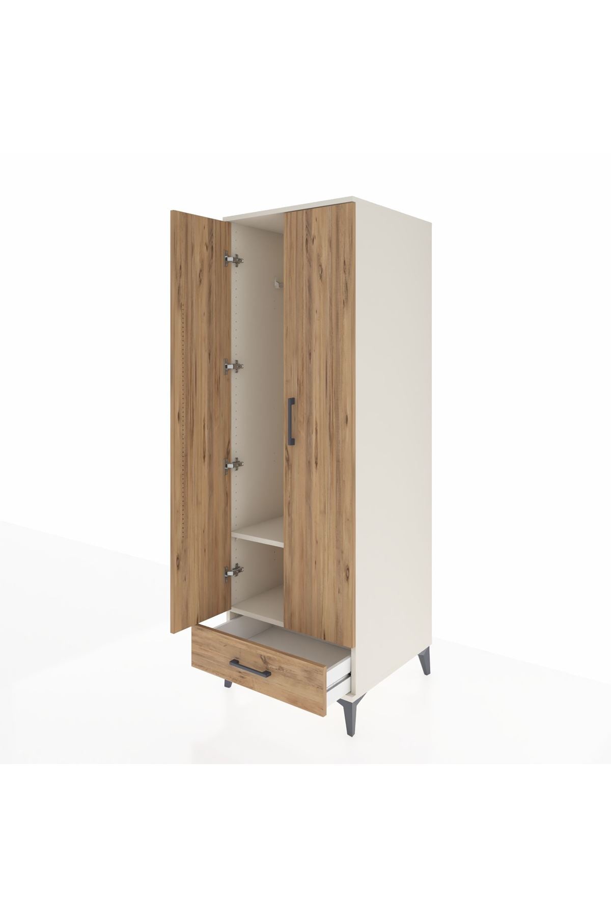 Kronos Dolap 2 Raflı Tek Çekmeceli Tek Askılı 60x59x182 - S89M030V3C