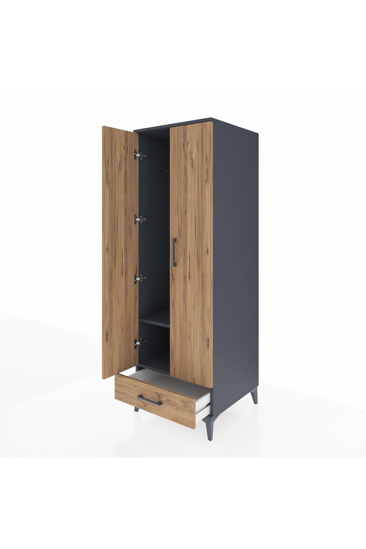 Kronos Dolap 2 Raflı Tek Çekmeceli Tek Askılı 60x59x182 - S89M030V6C