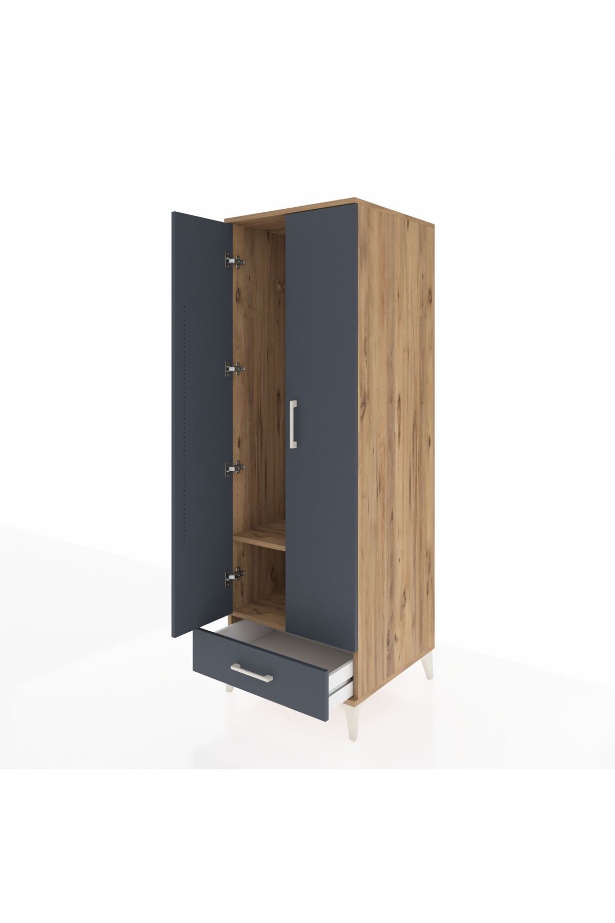 Kronos Dolap 2 Raflı Tek Çekmeceli Tek Askılı 60x59x182 - S89M030V8C