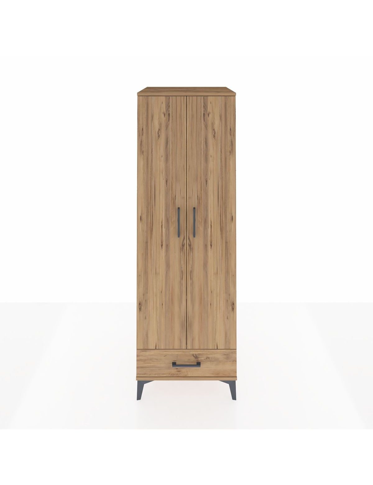 Kronos Dolap 2 Raflı Tek Çekmeceli Tek Askılı 60x59x182 Çam-Çam