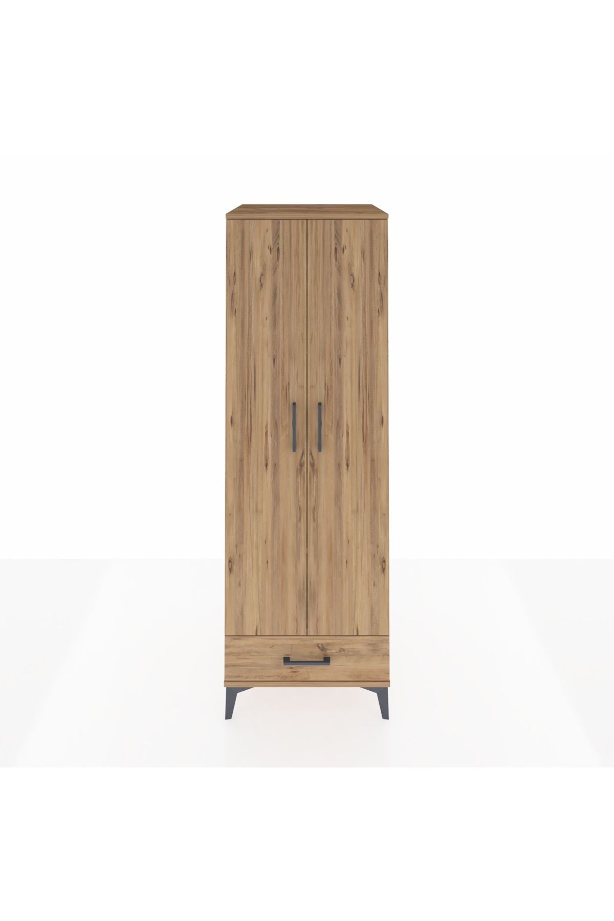 Kronos Dolap 2 Raflı Tek Çekmeceli Tek Askılı 60x59x182 Çam-Çam
