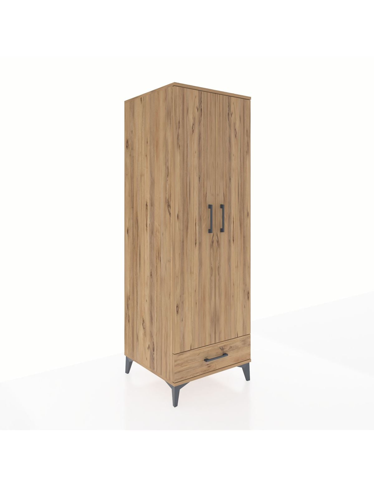 Kronos Dolap 2 Raflı Tek Çekmeceli Tek Askılı 60x59x182 Çam-Çam