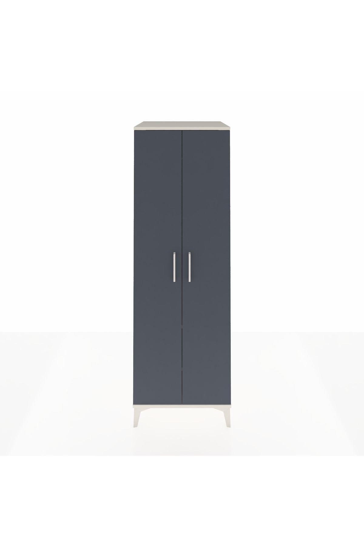 Kronos Dolap 2 Raflı 2 Kapaklı Tek Askılı 60x59x182 Aytaşı-Antrasit