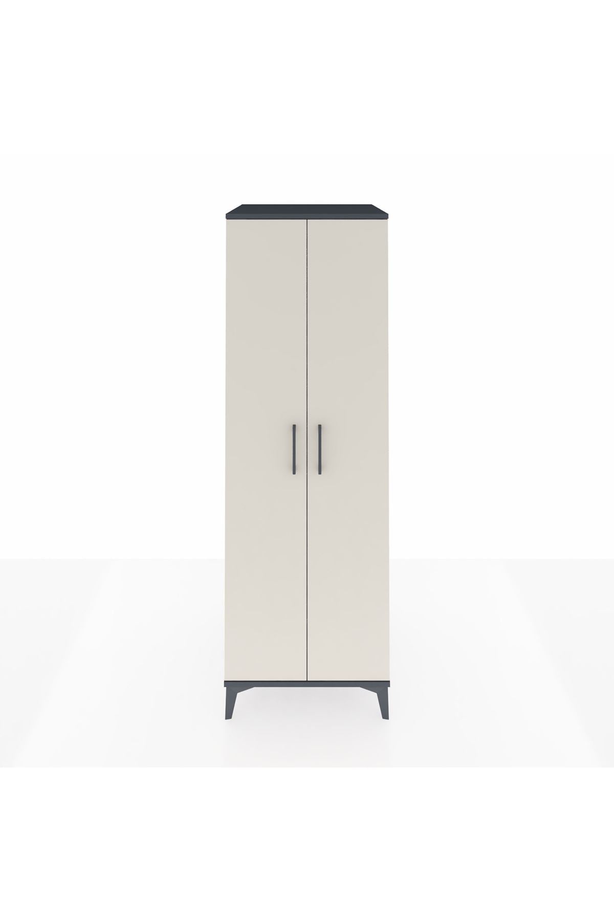 Kronos Dolap 2 Raflı 2 Kapaklı Tek Askılı 60x59x182 Antrasit-Aytaşı