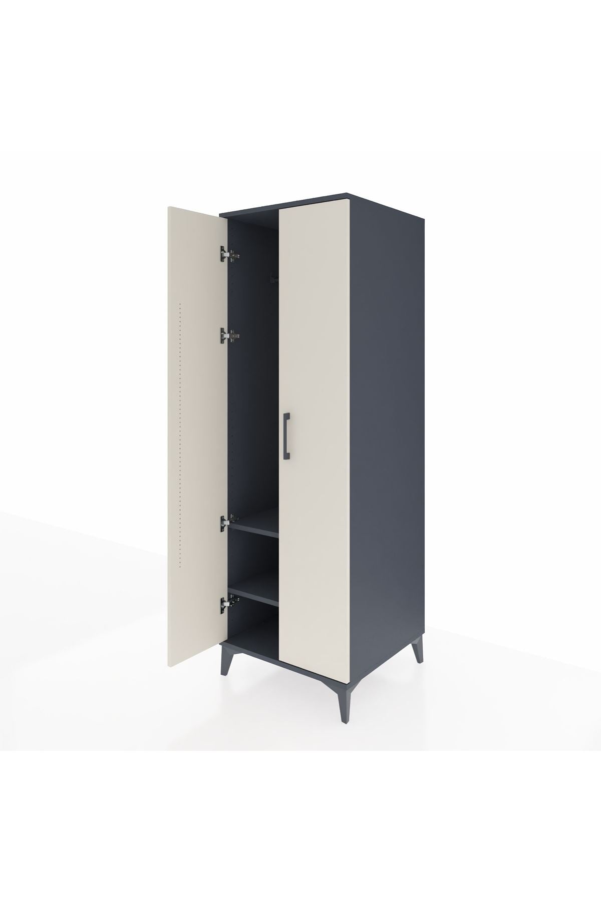 Kronos Dolap 2 Raflı 2 Kapaklı Tek Askılı 60x59x182 Antrasit-Aytaşı