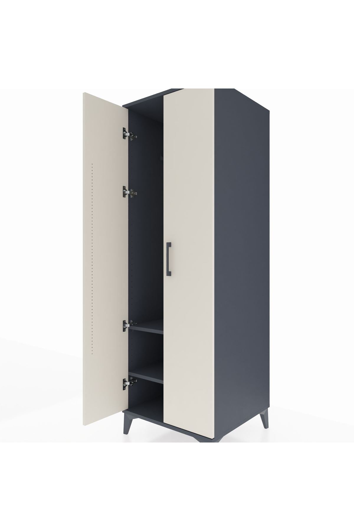 Kronos Dolap 2 Raflı 2 Kapaklı Tek Askılı 60x59x182 Antrasit-Aytaşı