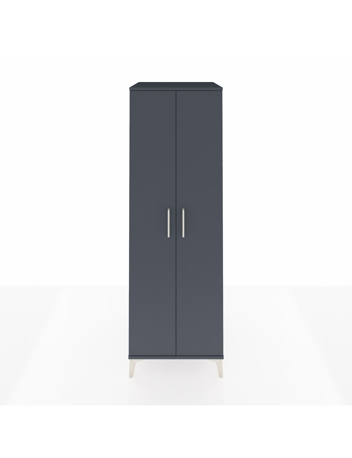 Kronos Dolap 2 Raflı 2 Kapaklı Tek Askılı 60x59x182 Antrasit-Antrasit