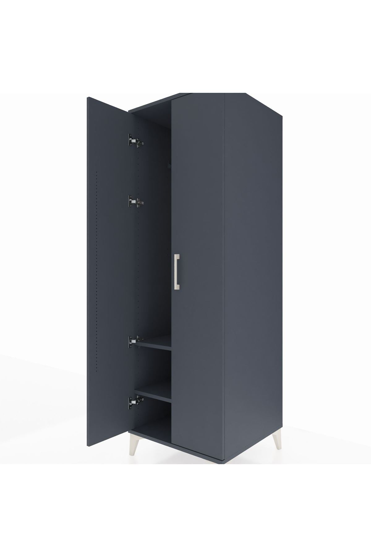 Kronos Dolap 2 Raflı 2 Kapaklı Tek Askılı 60x59x182 Antrasit-Antrasit