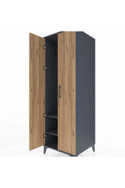 Kronos Dolap 2 Raflı 2 Kapaklı Tek Askılı 60x59x182 Antrasit-Çam