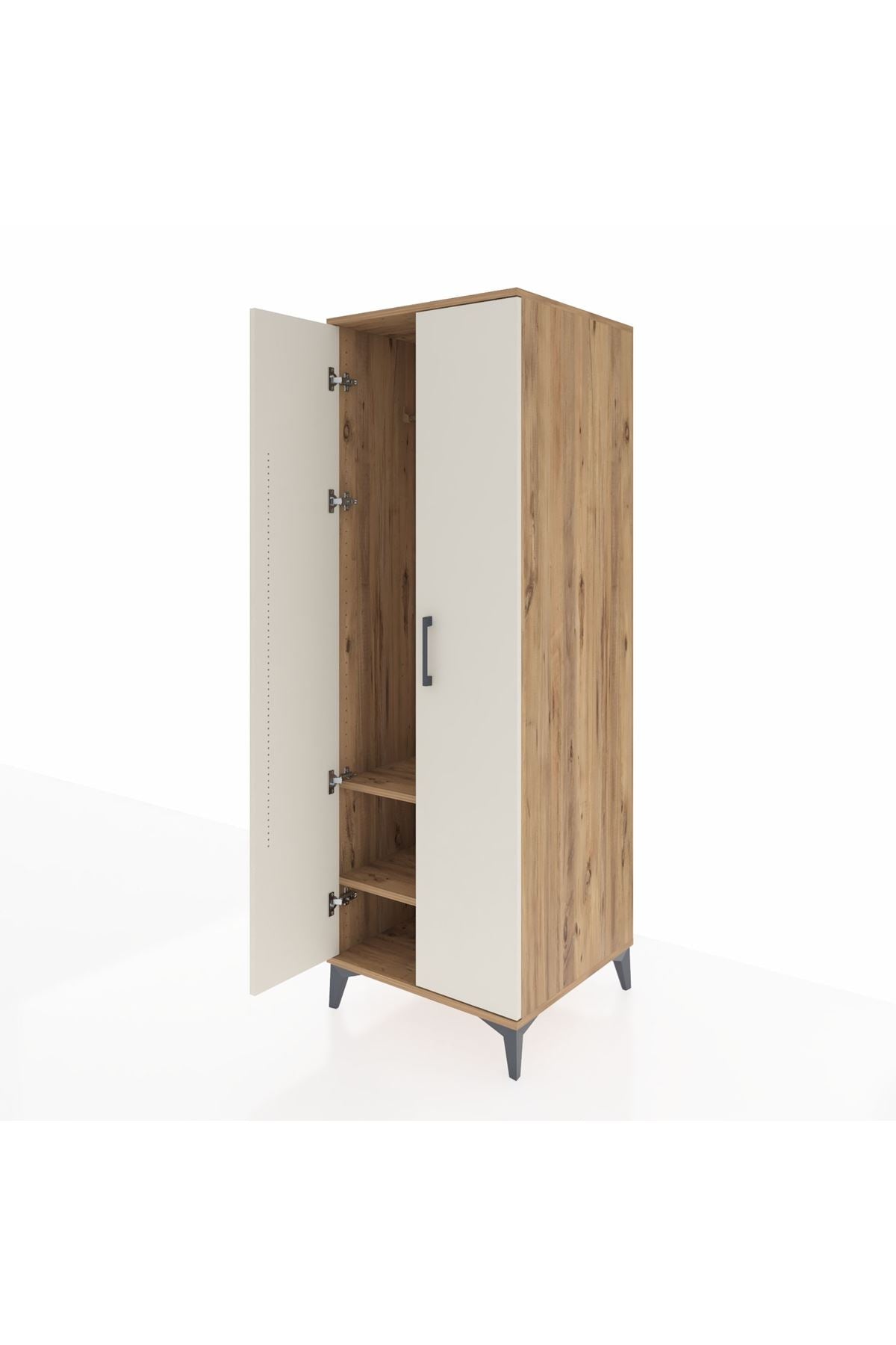 Kronos Dolap 2 Raflı 2 Kapaklı Tek Askılı 60x59x182 Çam-Aytaşı