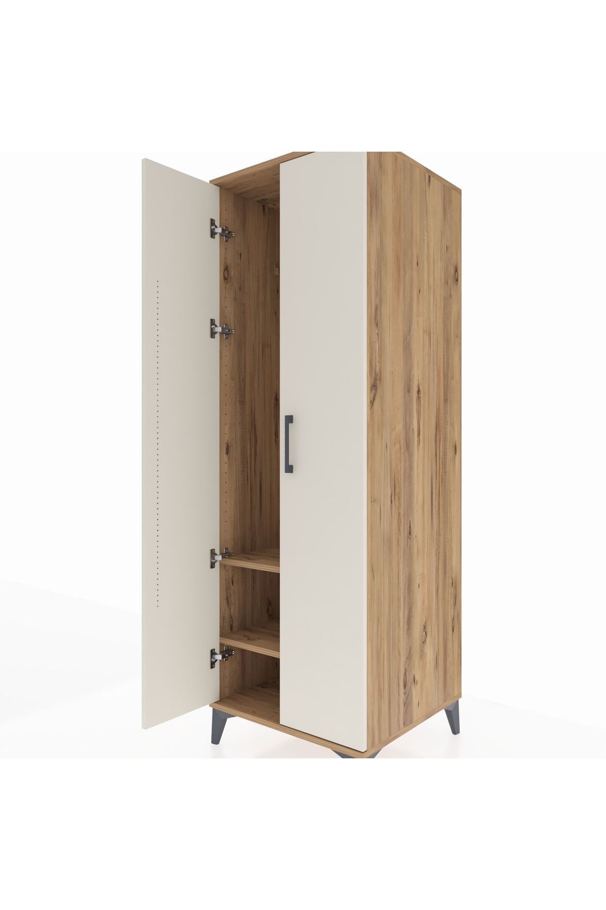 Kronos Dolap 2 Raflı 2 Kapaklı Tek Askılı 60x59x182 Çam-Aytaşı