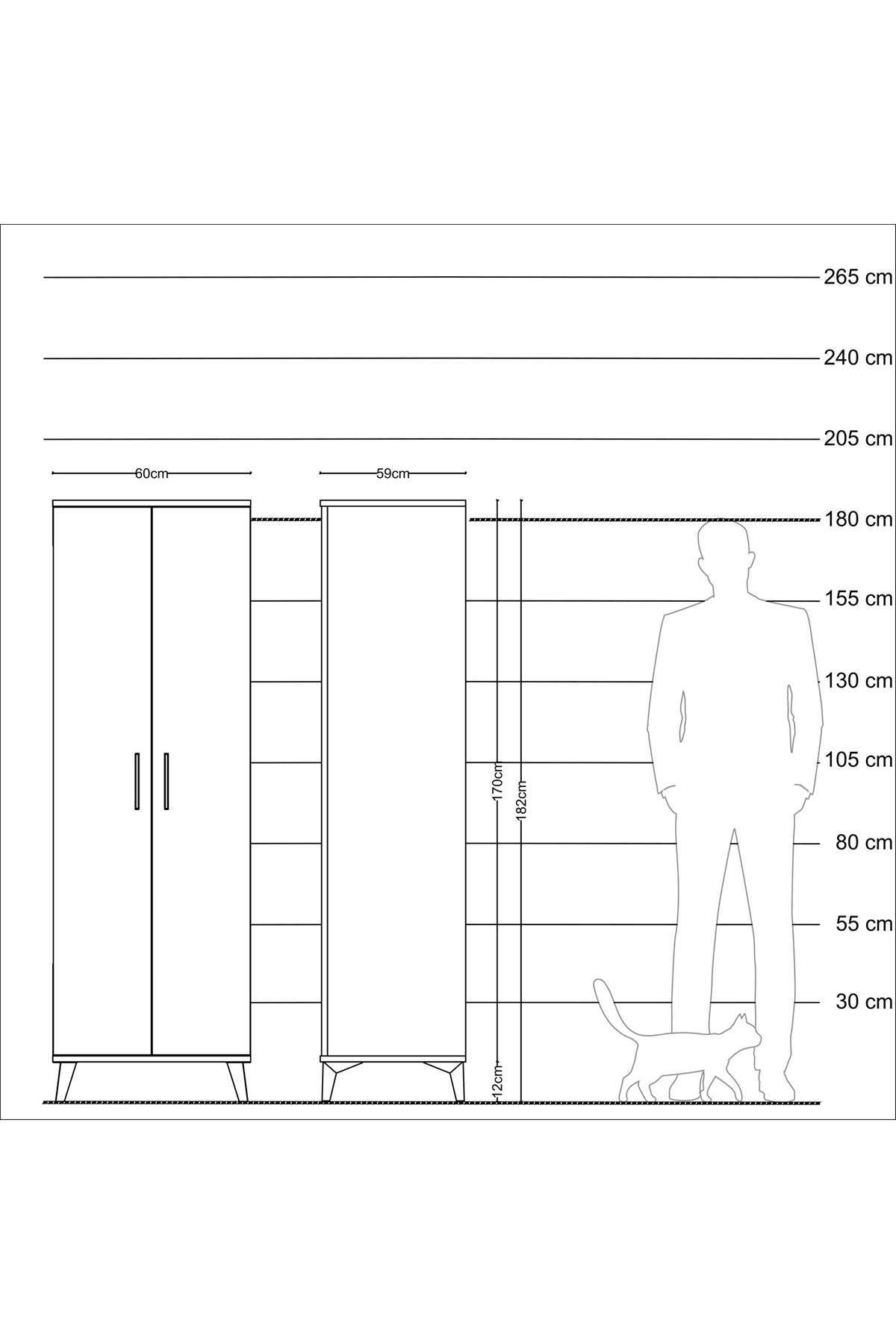 Kronos Dolap 2 Raflı 2 Kapaklı Tek Askılı 60x59x182 Çam-Aytaşı