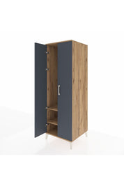 Kronos Dolap 2 Raflı 2 Kapaklı Tek Askılı 60x59x182 Çam-Antrasit