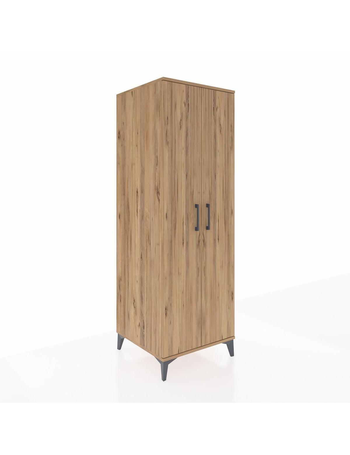 Kronos Dolap 2 Raflı 2 Kapaklı Tek Askılı 60x59x182 Çam-Çam