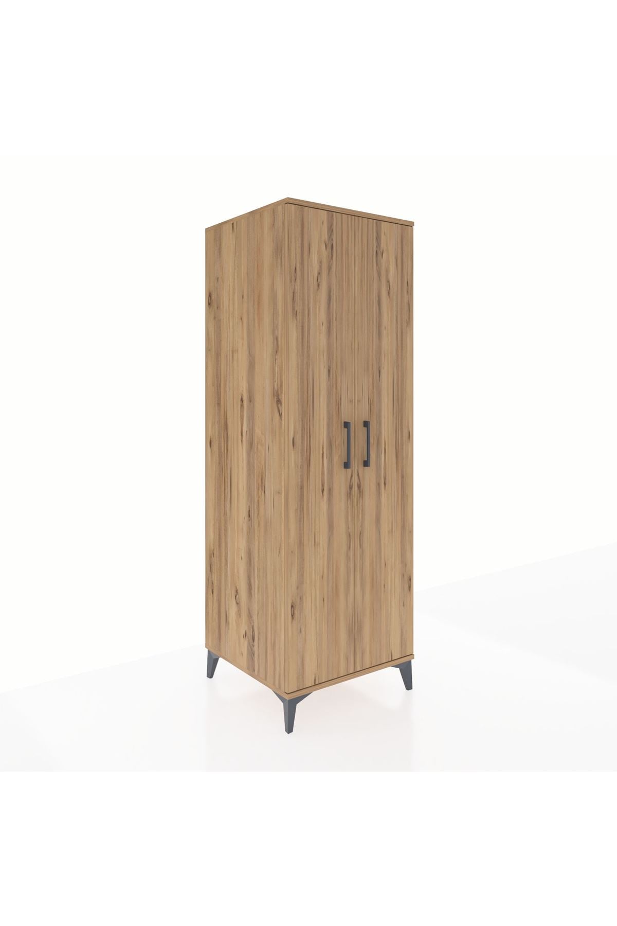 Kronos Dolap 2 Raflı 2 Kapaklı Tek Askılı 60x59x182 Çam-Çam