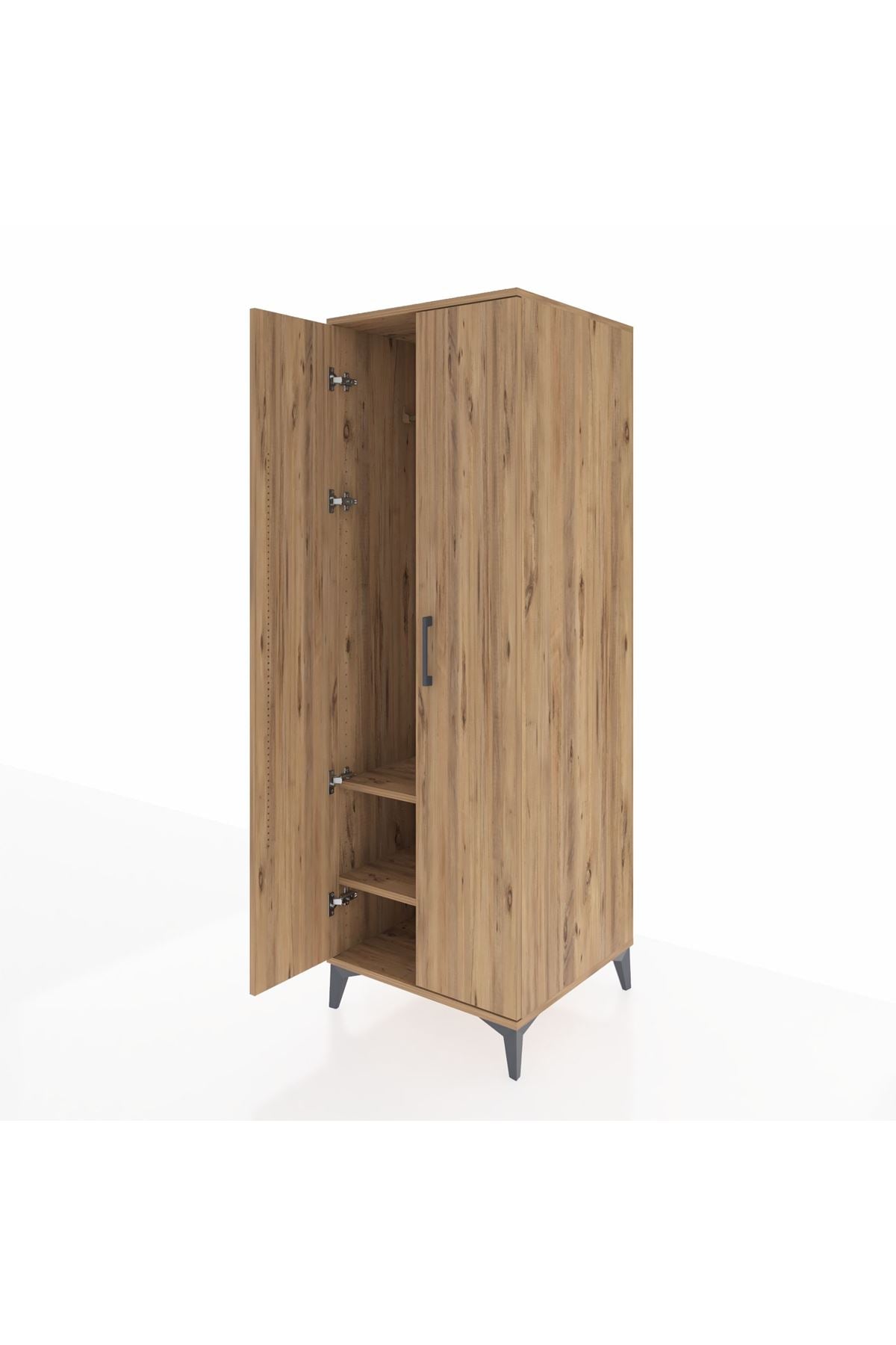 Kronos Dolap 2 Raflı 2 Kapaklı Tek Askılı 60x59x182 Çam-Çam