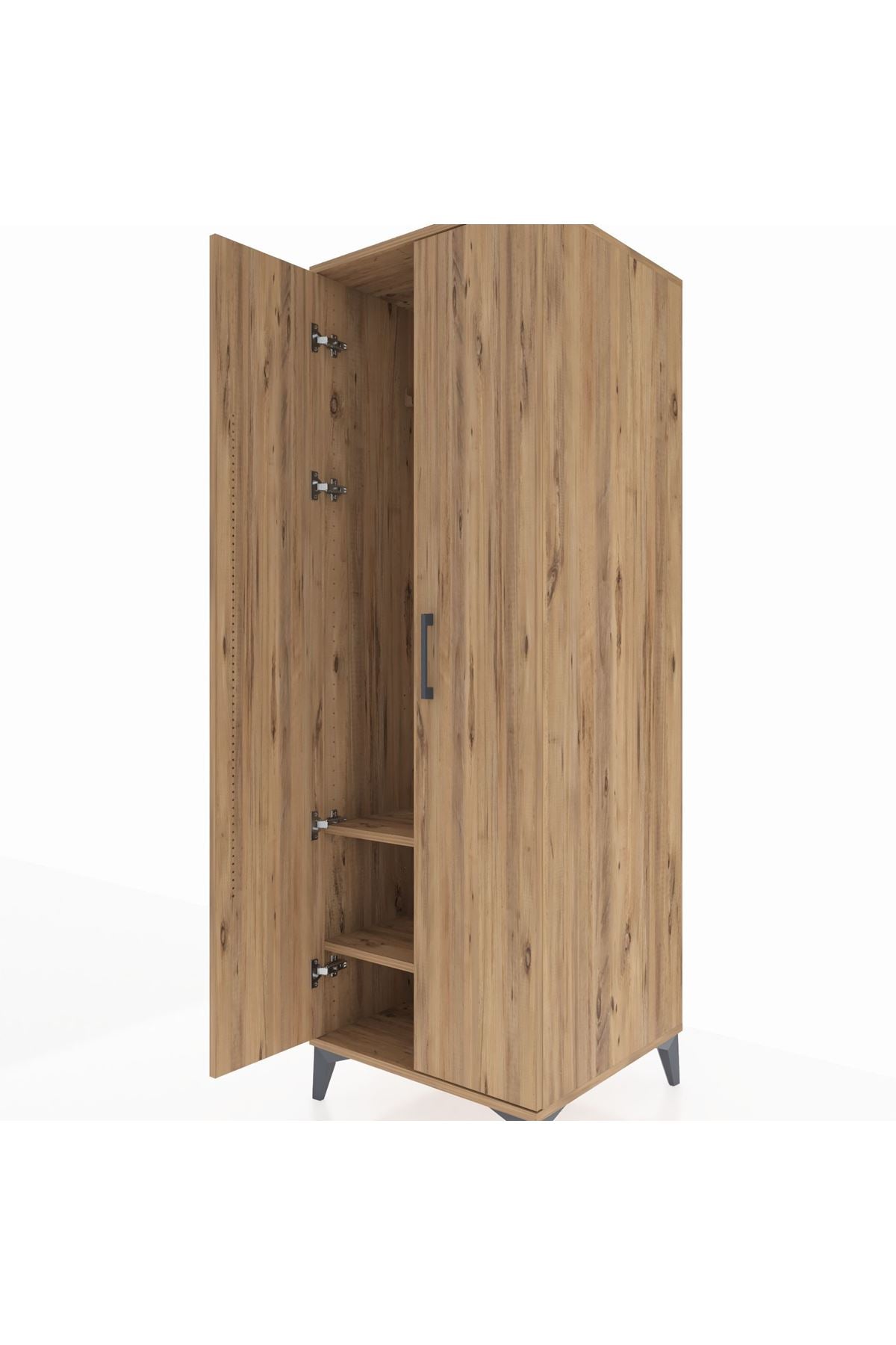 Kronos Dolap 2 Raflı 2 Kapaklı Tek Askılı 60x59x182 Çam-Çam