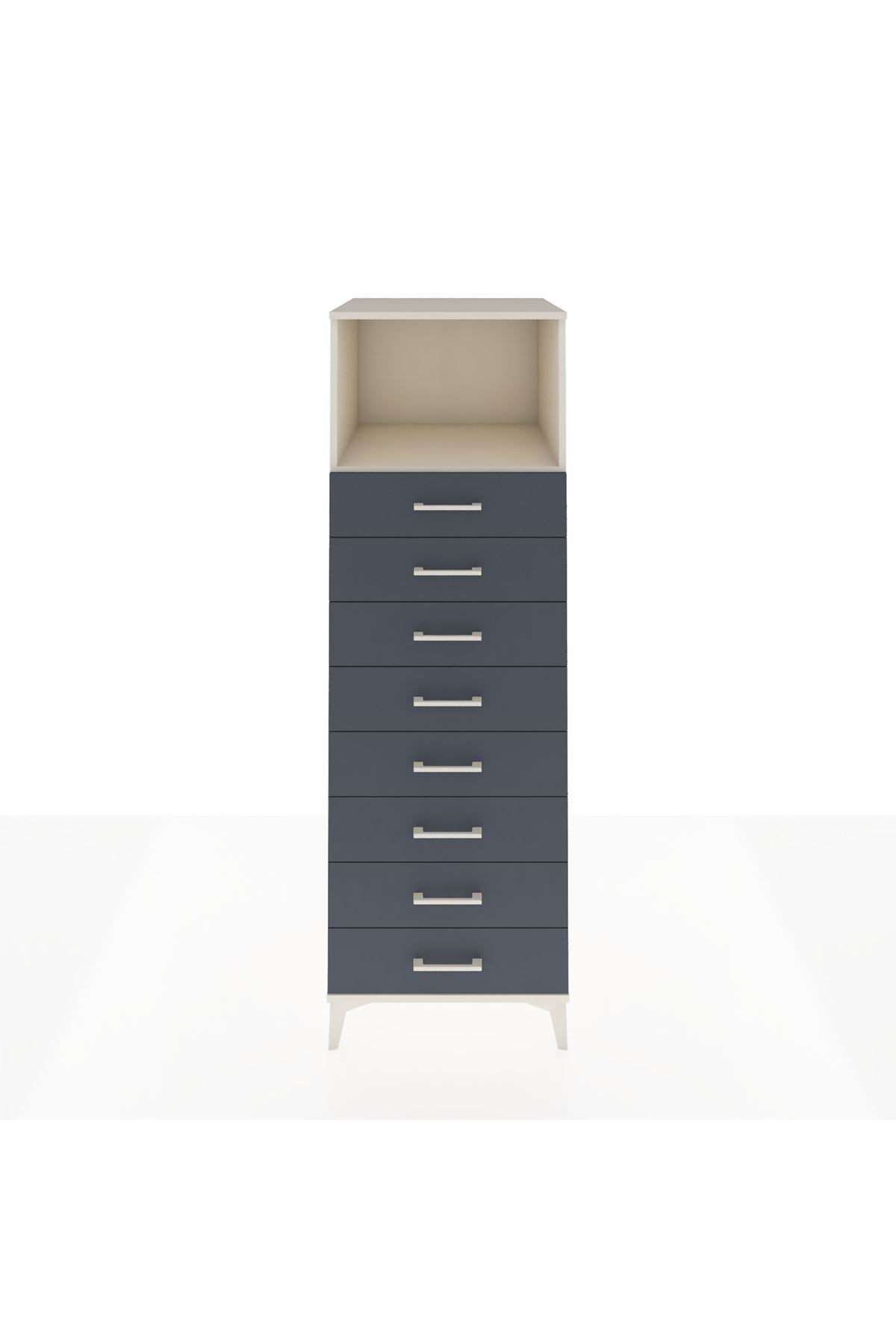 Kronos Dolap Tek Raflı 8 Çekmeceli 60x59x182 Aytaşı-Antrasit