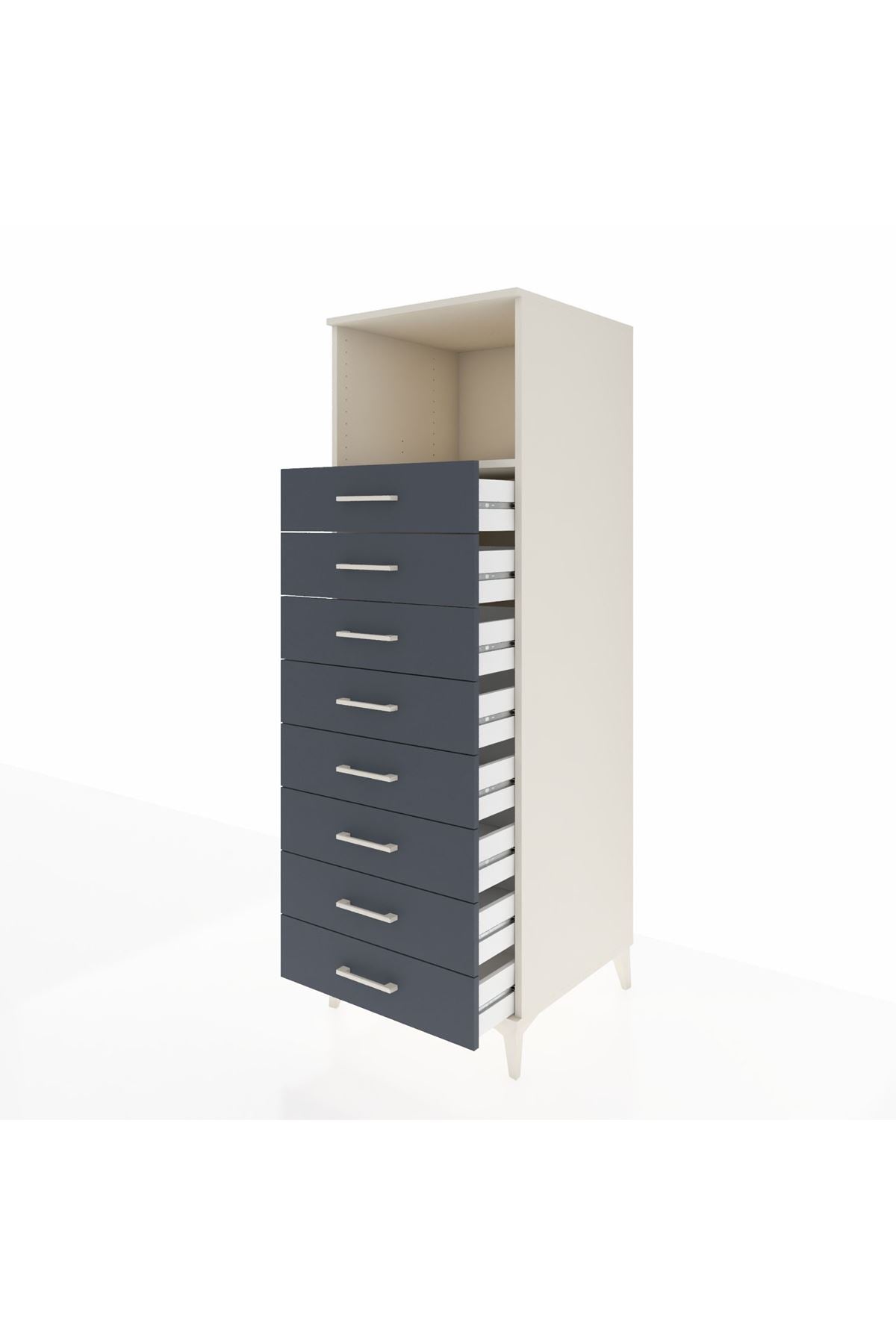 Kronos Dolap Tek Raflı 8 Çekmeceli 60x59x182 Aytaşı-Antrasit